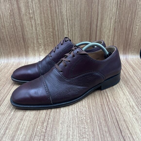 MAGNANNI Mahogany Cap Toe Lace Up Mens size 10.5 (4026) Dress Shoes - Picture 3 of 9